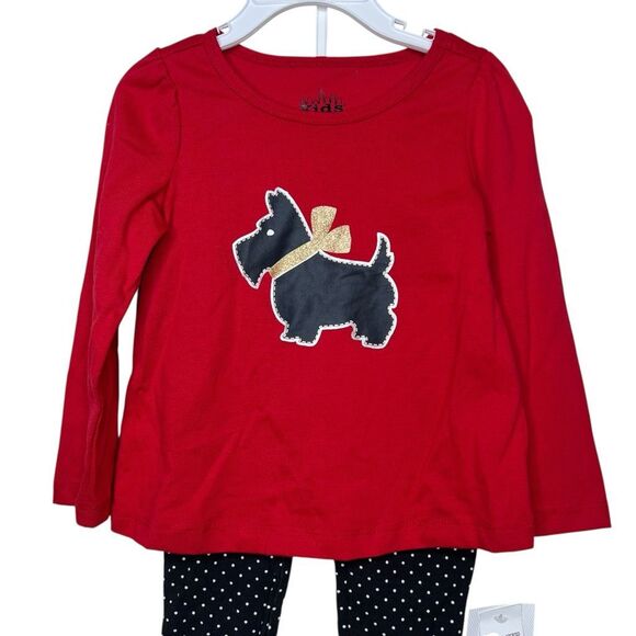 NEW Kids Headquarters 2-Piece Outfit Red Scottie Dog Top & Polka Dot Pants 3T - Picture 2 of 11
